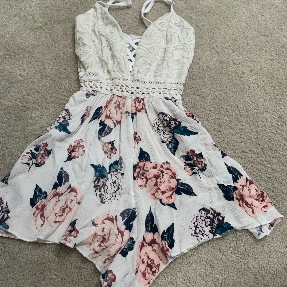 Off white floral romper!